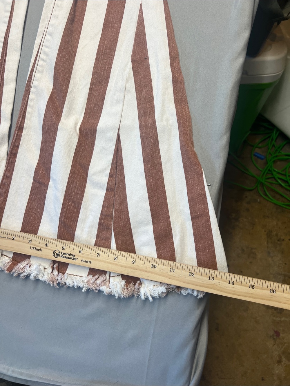 Saints &hearts Striped High-Waist Flare Jeans in Brown & White - Picture 8 of 8